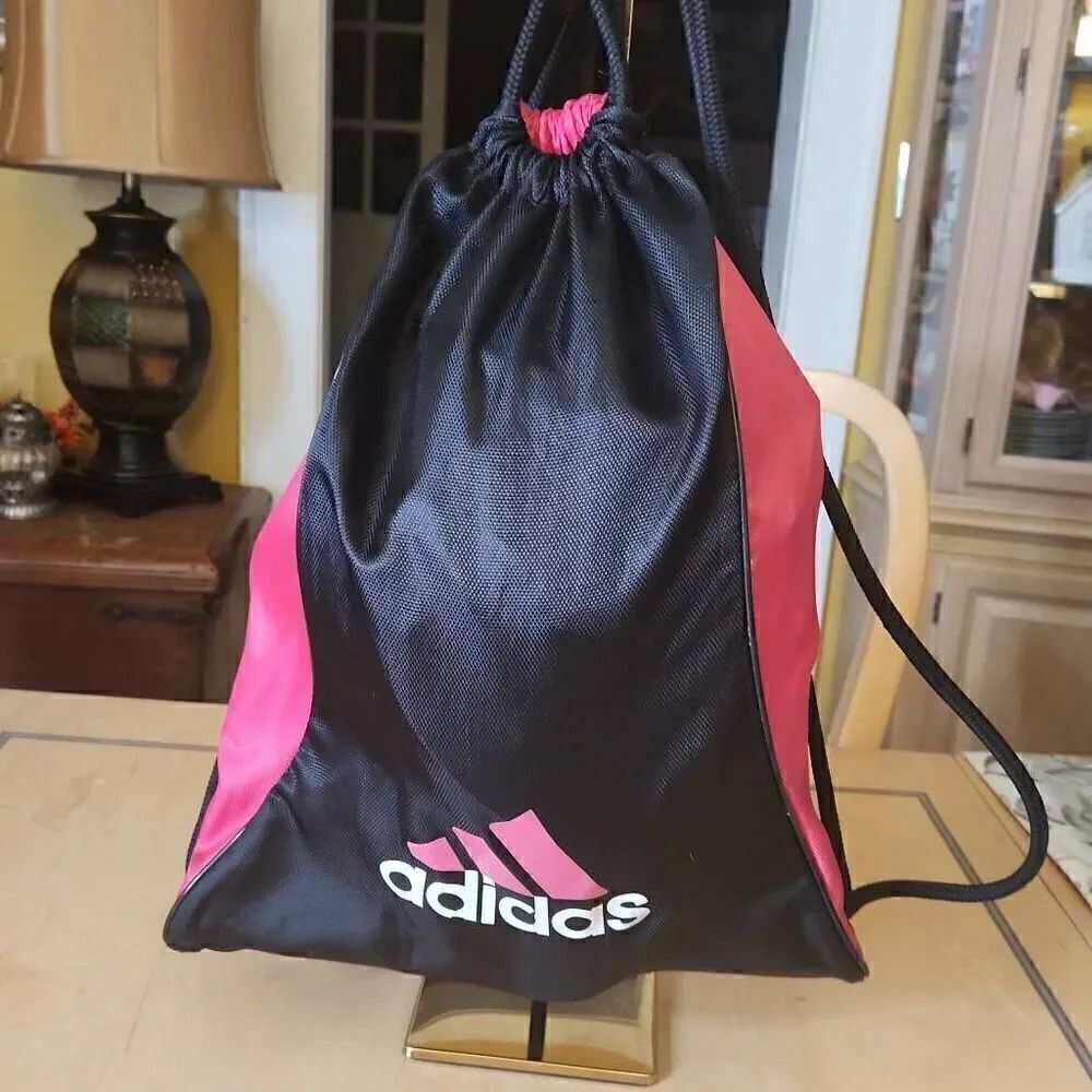 Adidas drawstring bag black and pink